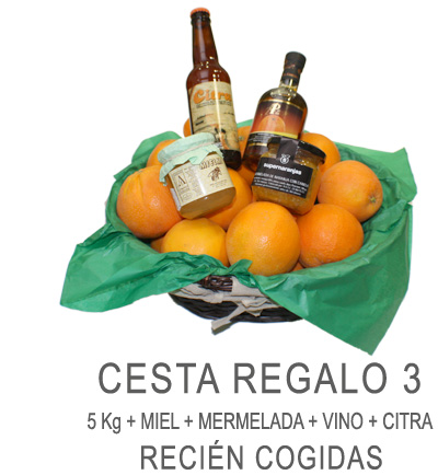 Comprar Cesta de Regalo 5kg +Miel + Mermelada+ Vino+ Citra. Recién cogido del árbol.
